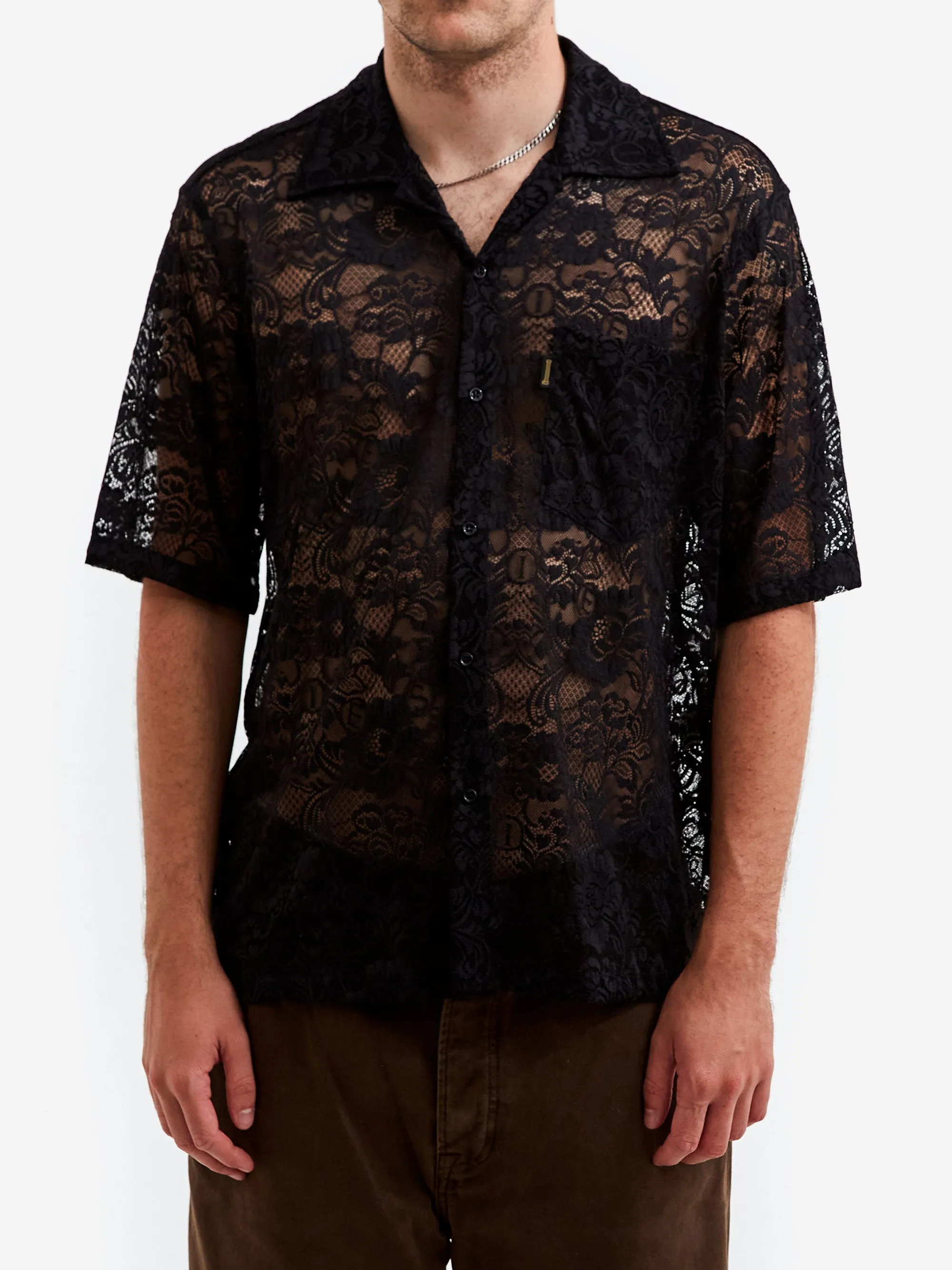 Aries Lace Hawaiian Shirt - Black