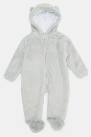 Baby Grey Fleece Front Zipper Coat