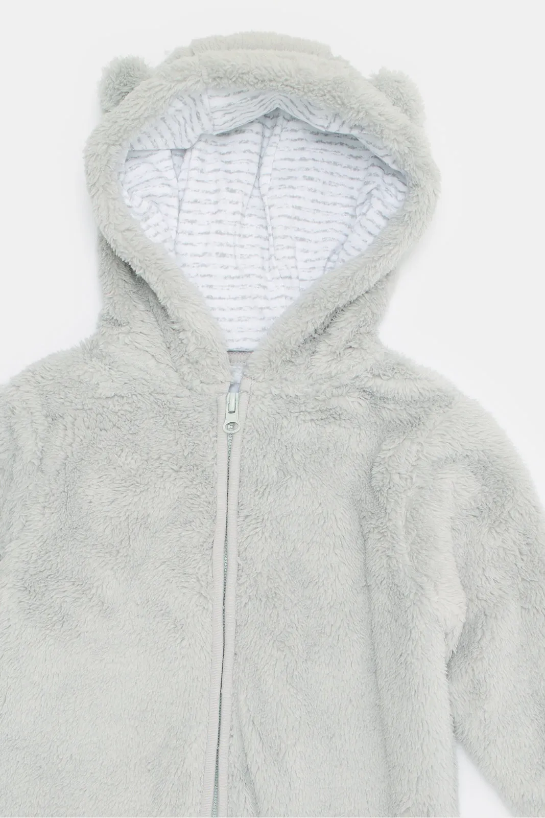 Baby Grey Fleece Front Zipper Coat