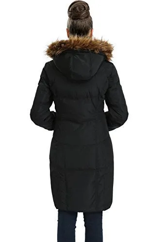 BGSD Women's Water Resistant Quilted Down Toggle Coat - Black XL