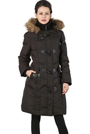 BGSD Women's Water Resistant Quilted Down Toggle Coat - Black XL