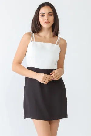 Black & White Sleeveless Strappy Mini Dress /3-2-1