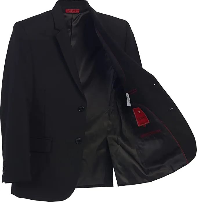 Boys Formal 3 Piece Suit Set with Jacket, Vest and Pants - Black