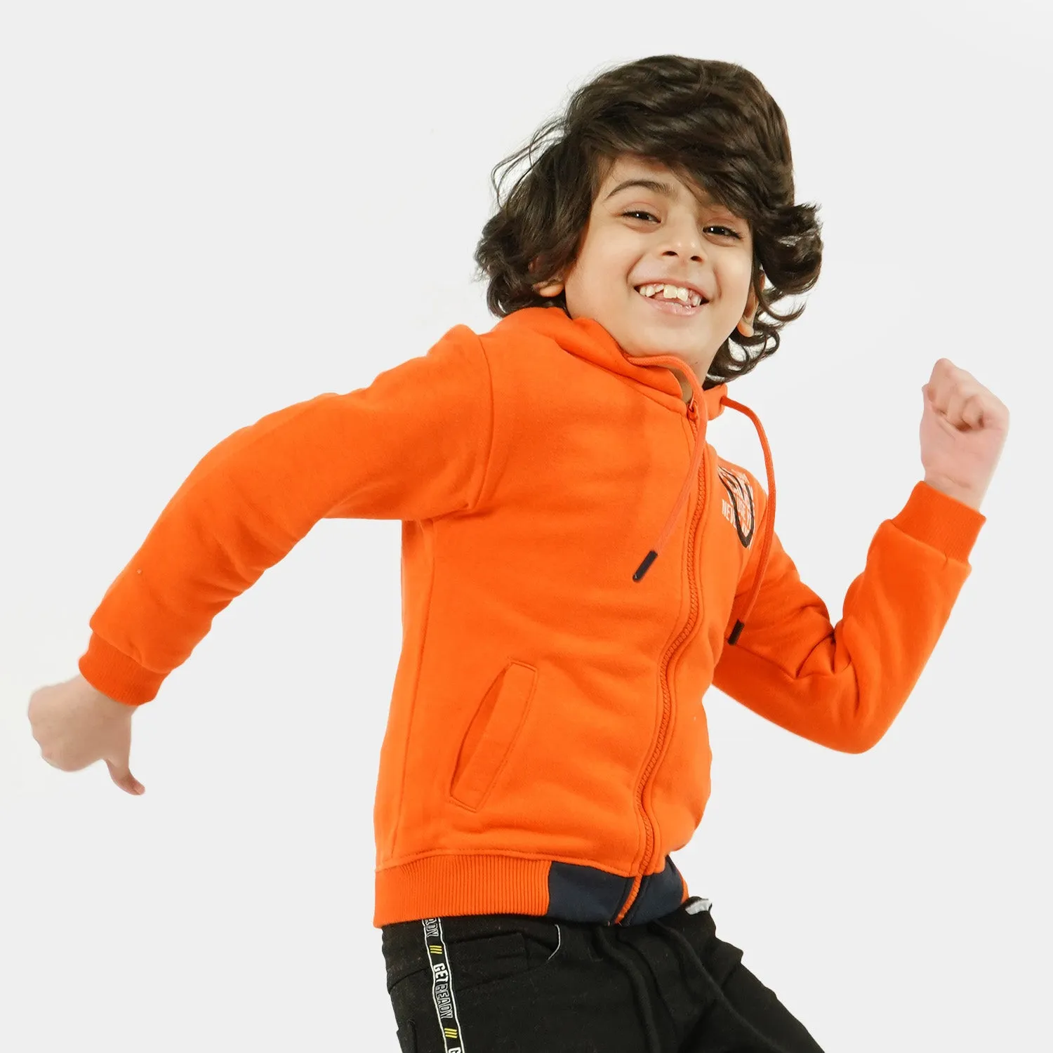 Boys Hooded Knitted Jacket Renounce - ORANGE