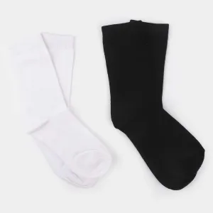 Boys Socks Pack of 2 Solid-White/Black