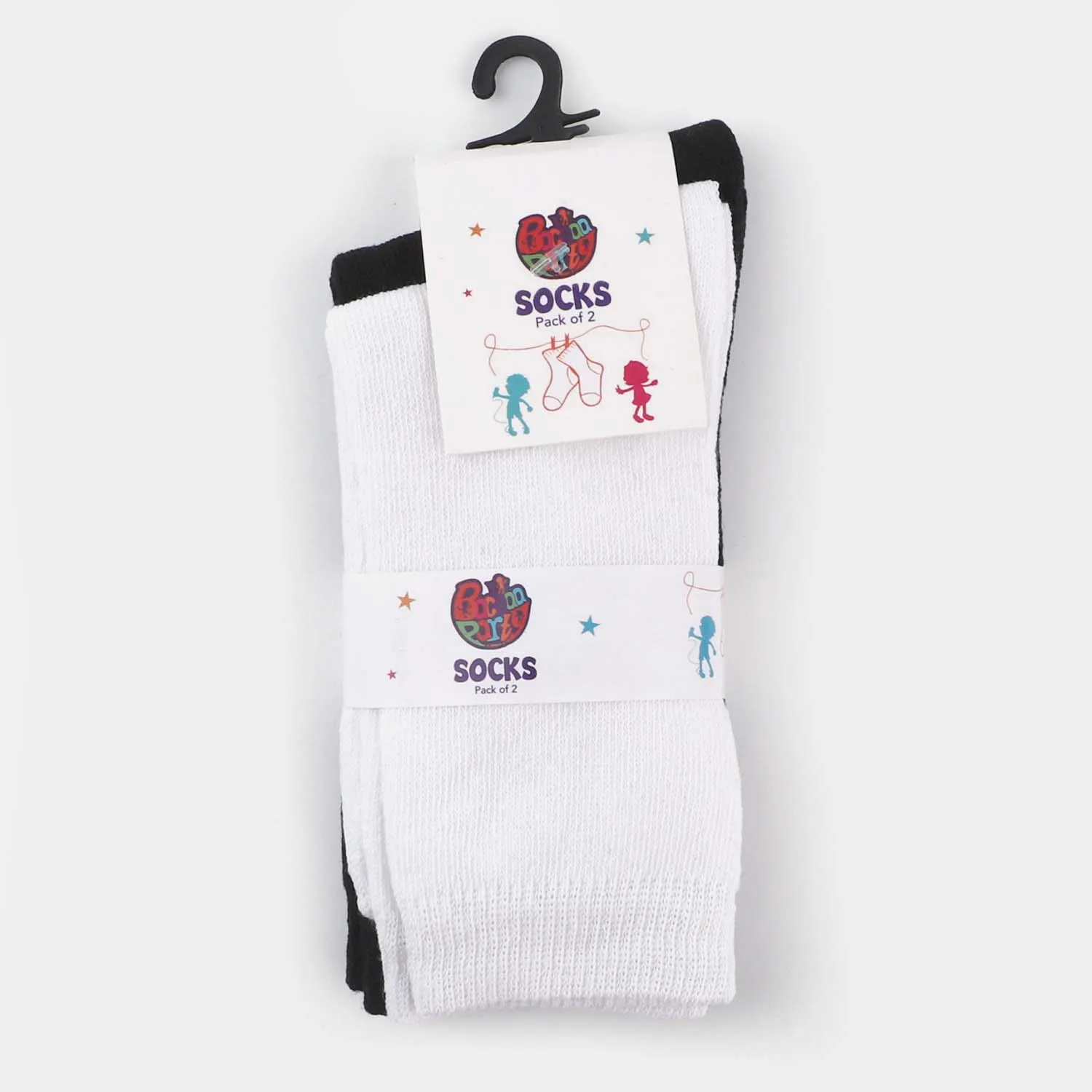 Boys Socks Pack of 2 Solid-White/Black