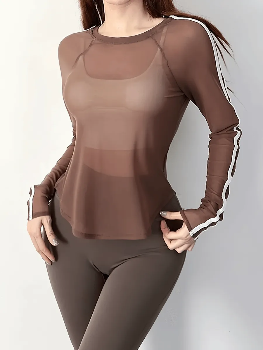 Breathable Mesh Long Sleeves Yoga Top - SF2121