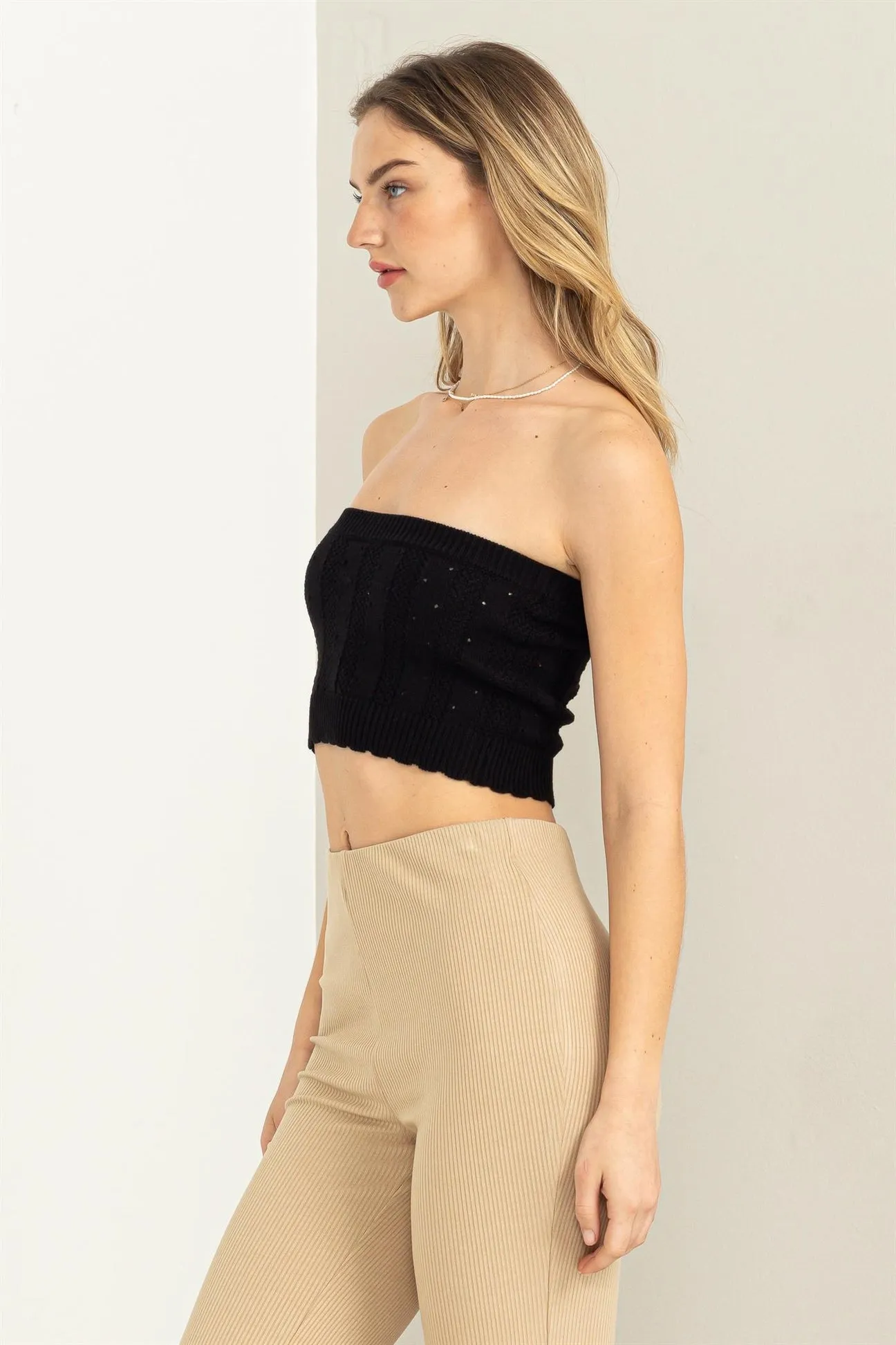 Buxom Babe Black Knit tube Top