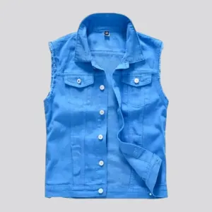 Color regular men's denim vest