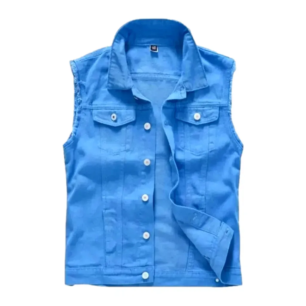 Color regular men's denim vest