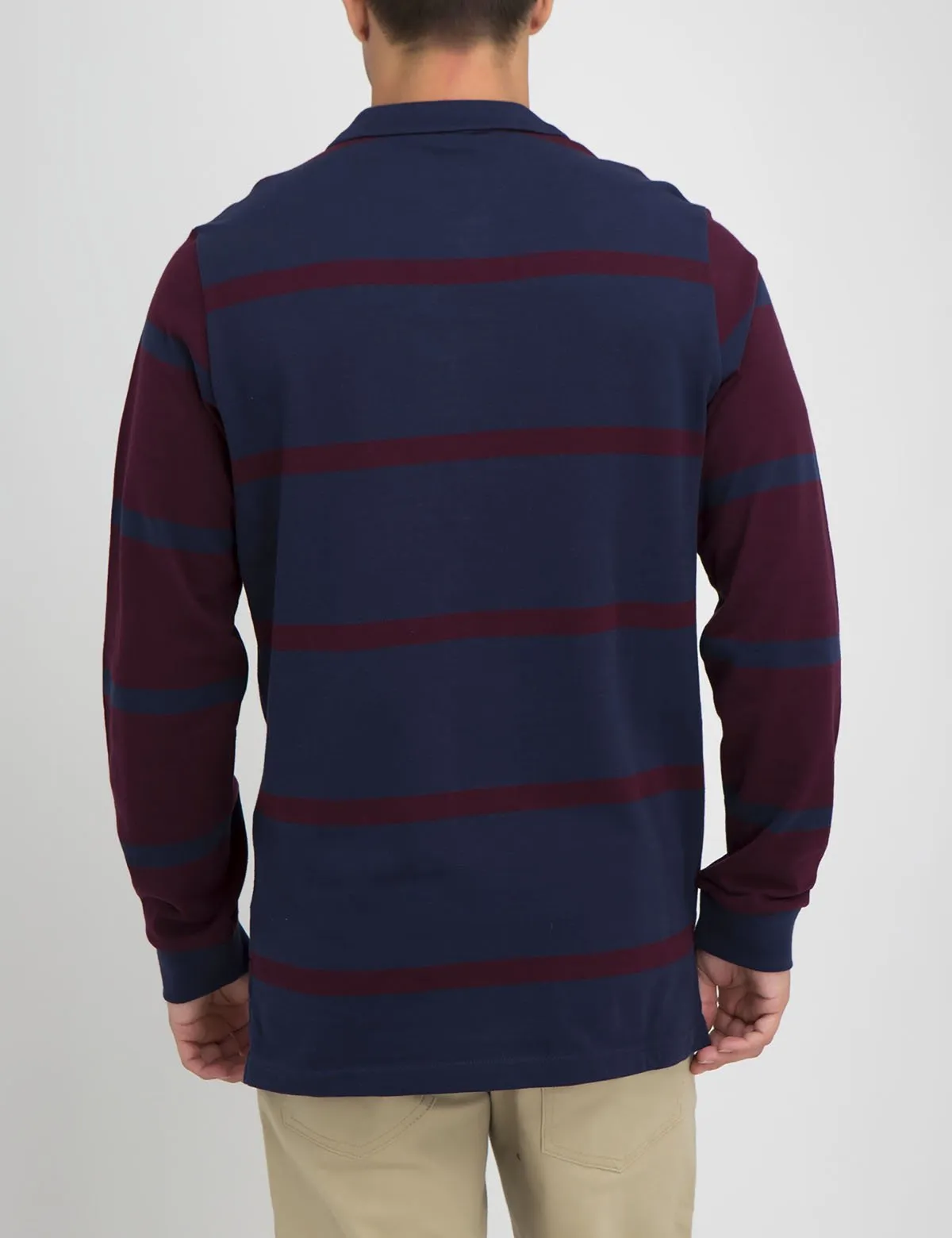 Contrast stripe long sleeve polo shirt