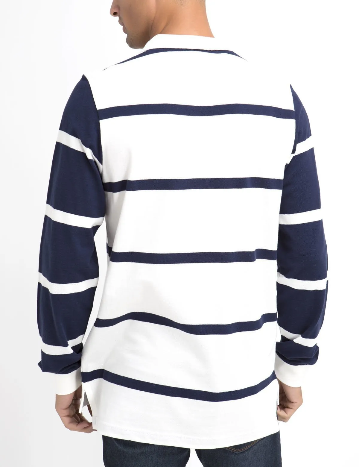 Contrast stripe long sleeve polo shirt