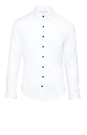 CRISP WHITE FITTED COTTON DRESS SHIRT