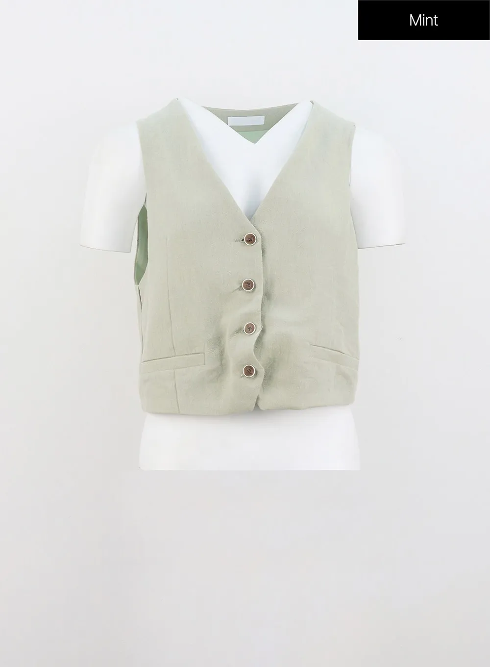 Cropped Button Vest IU326