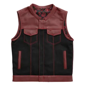 Crusher - Men's Leather/Canvas Motorcycle Vest - Limited Edition