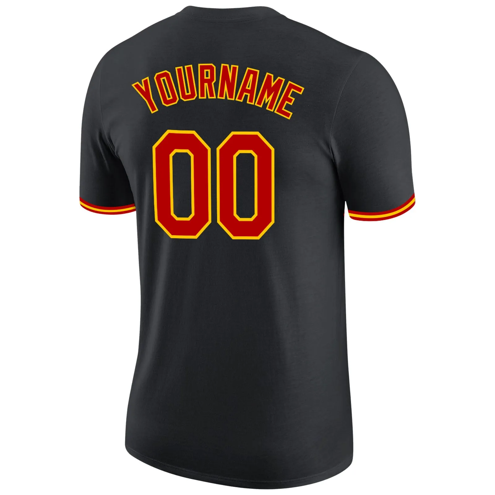 Custom Black Red-Gold Performance T-Shirt