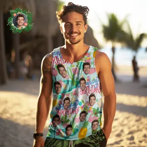 Custom Face Tank Tops Men's Sleeveless Shirt Happy Birthday