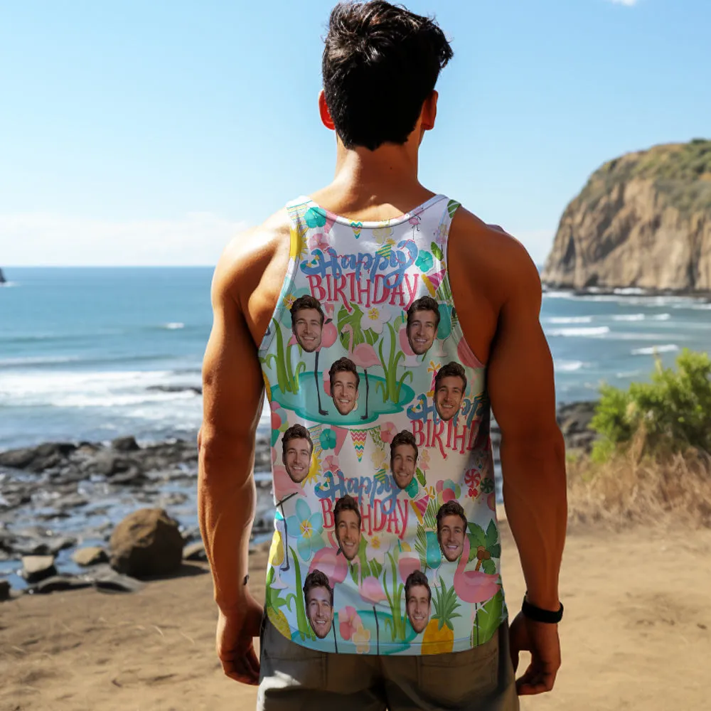 Custom Face Tank Tops Men's Sleeveless Shirt Happy Birthday