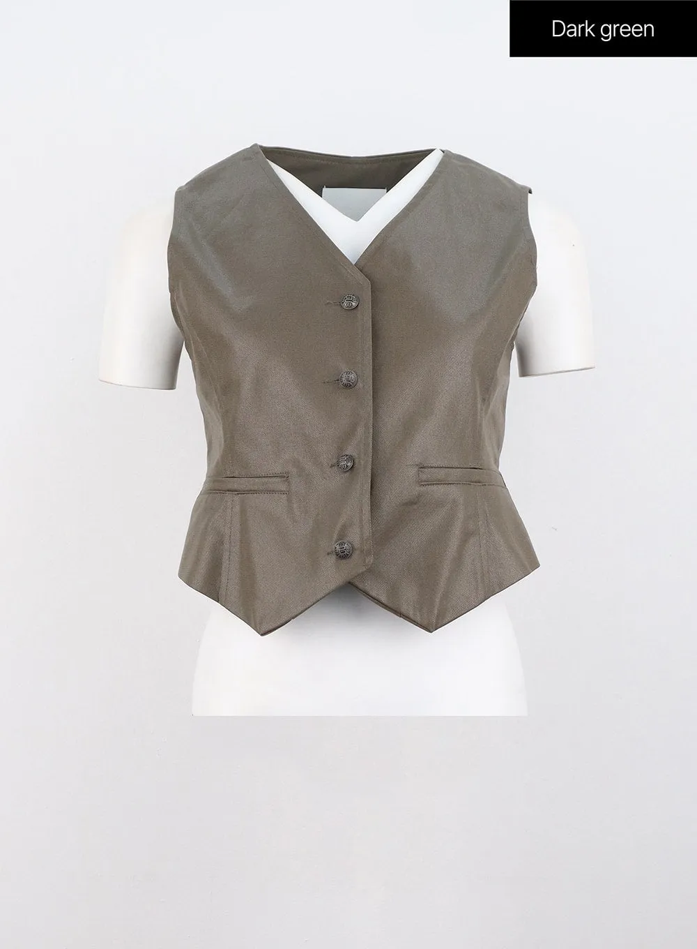 Faux Leather Buttoned Vest IS306