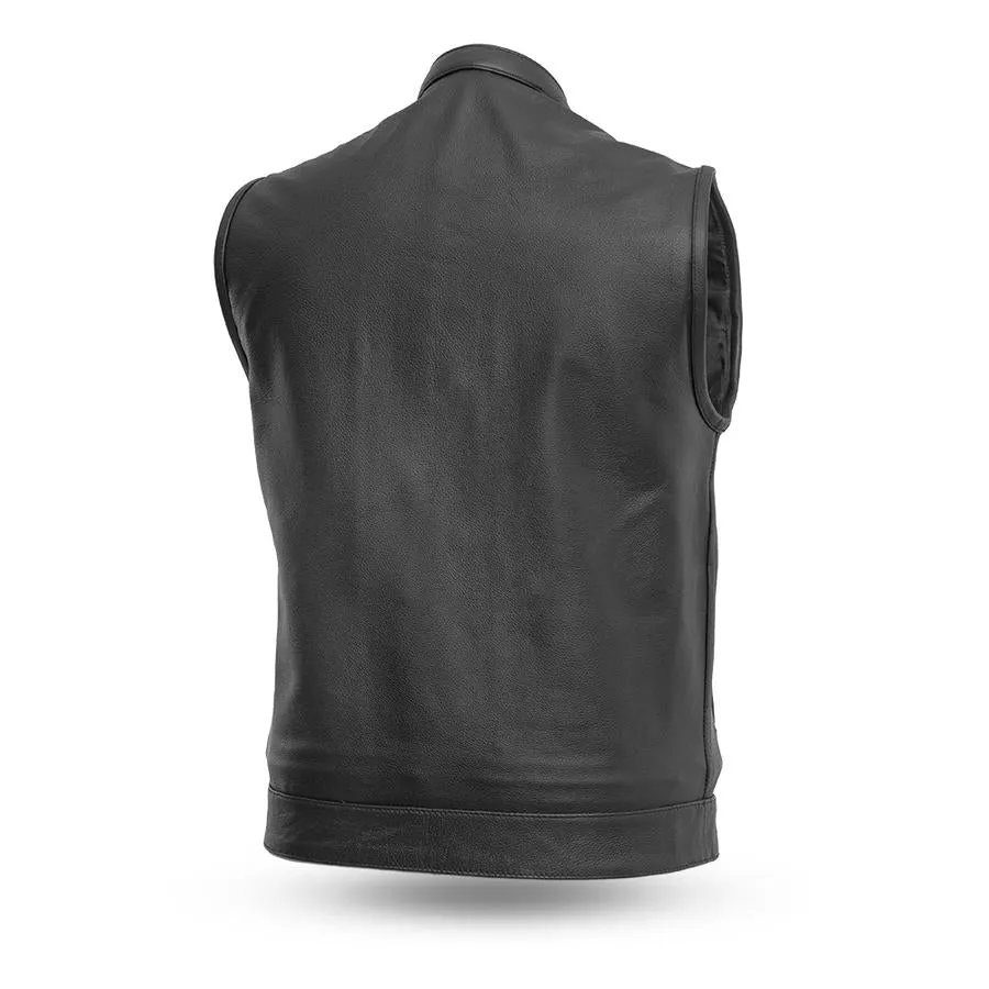 First Manufacturing FMM690BSF Men’s ‘The Blaster’ Club Style Leather Vest with Concealed Carry Pockets