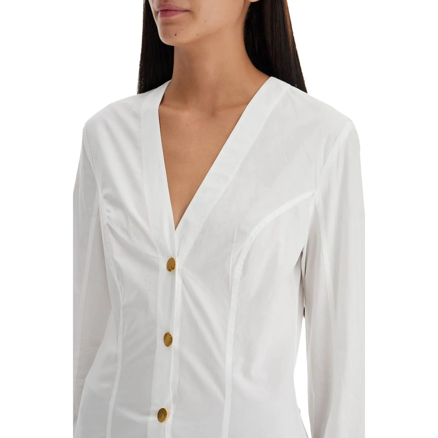 Ganni v-neck shirt with collar