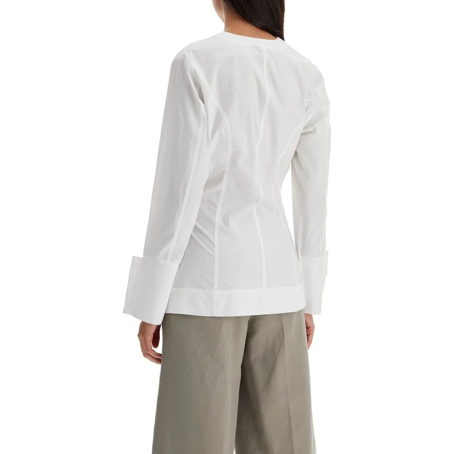 Ganni v-neck shirt with collar