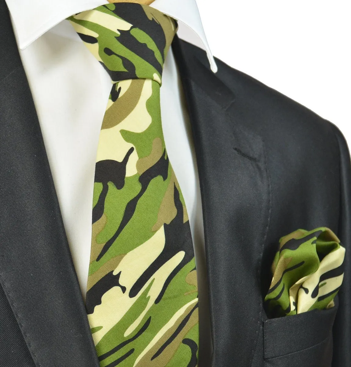 Green Camouflage Cotton Tie Set