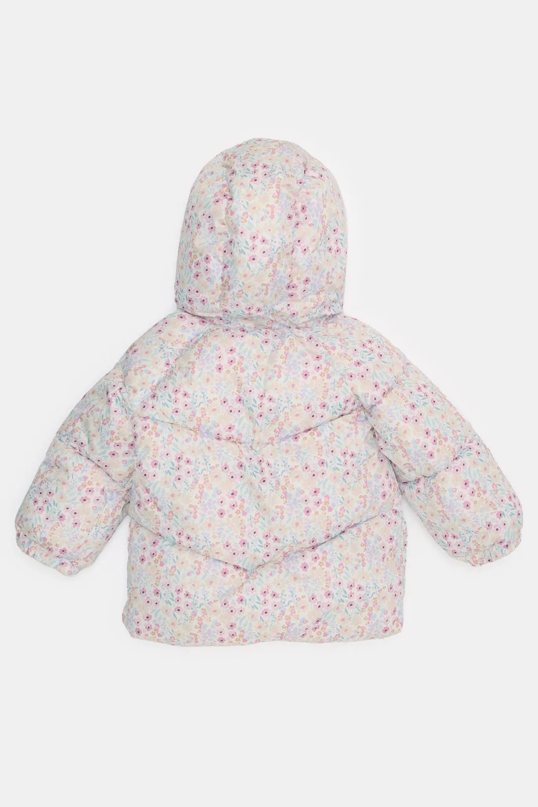 Infant Girls Pink Print Hooded Jacket