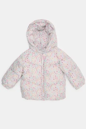 Infant Girls Pink Print Hooded Jacket