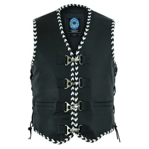 Johnny Reb "Springbrook" Leather Vest Black/White JRV10034