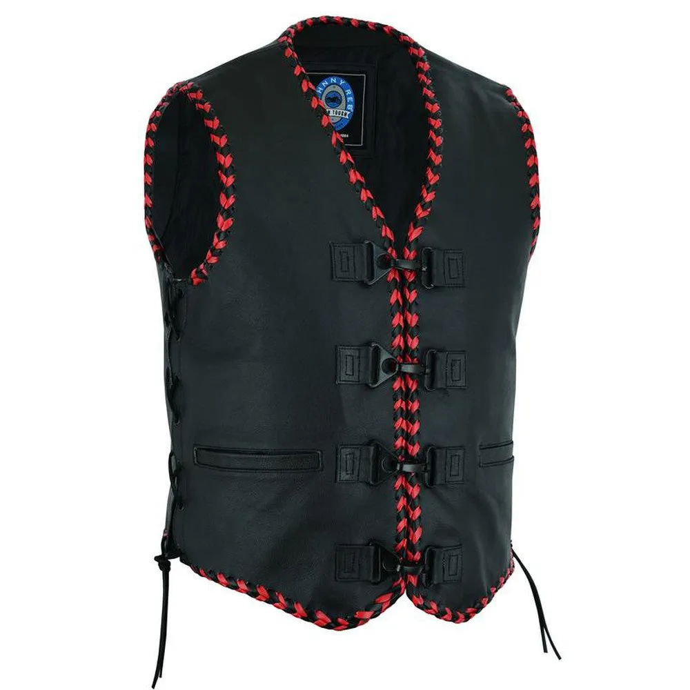 Johnny Reb "Springbrook" Leather Vest Red/Black JRV10036