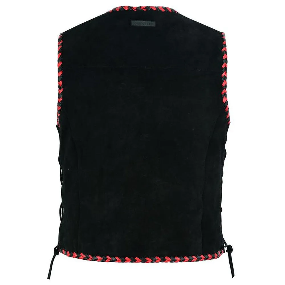 Johnny Reb "Springbrook" Suede Leather Vest Red/Black JRV10035