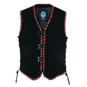 Johnny Reb "Springbrook" Suede Leather Vest Red/Black JRV10035