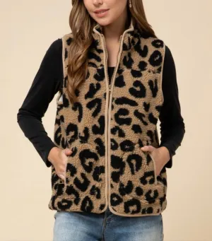 Leopard Fleece Vest