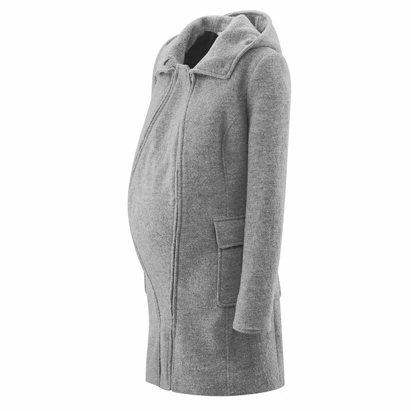 Mamalila  Maternity   Babywearing Wool Coat Vienna Light grey