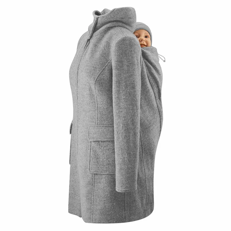 Mamalila  Maternity   Babywearing Wool Coat Vienna Light grey