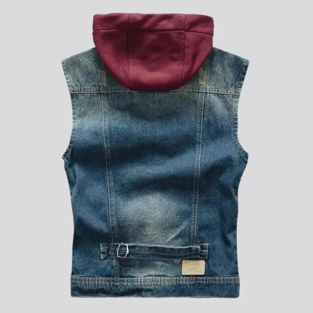 Medium-wash men's denim vest