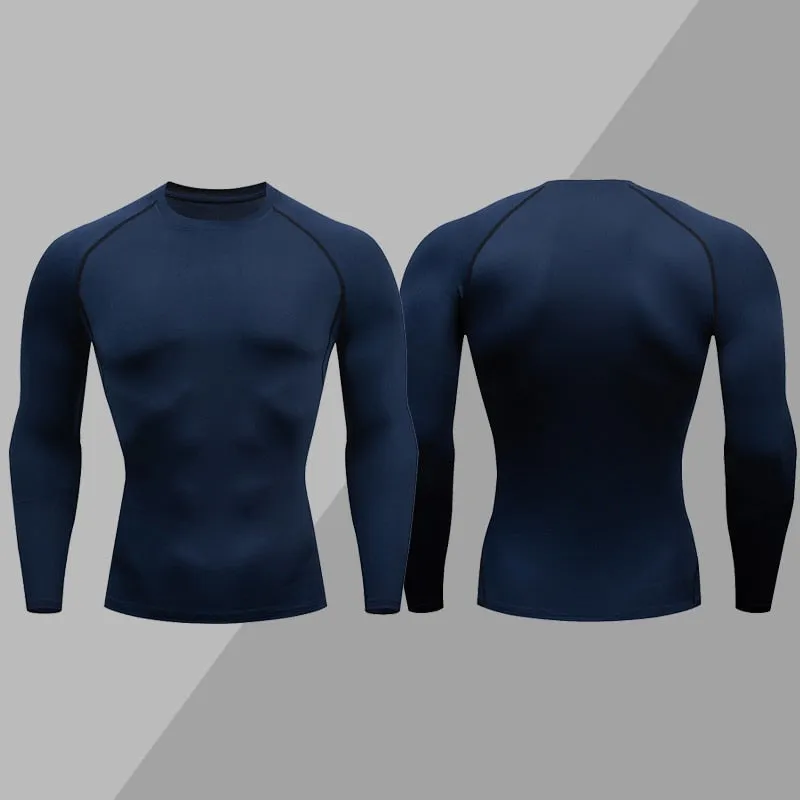 Men Compression T-shirt Gym Fitness Sport Tight Running Sweatshirt Jogging Workout Sportswear Long Sleeve Elastic Tops RashGuard