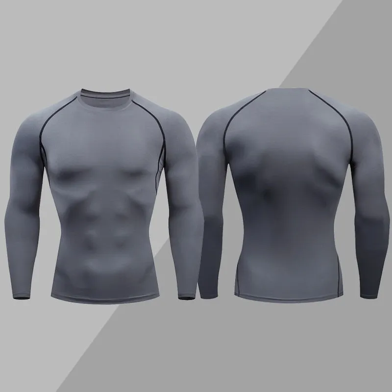 Men Compression T-shirt Gym Fitness Sport Tight Running Sweatshirt Jogging Workout Sportswear Long Sleeve Elastic Tops RashGuard