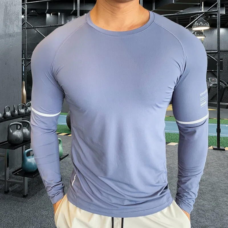 Men Compression T-shirt Gym Fitness Sport Tight Running Sweatshirt Jogging Workout Sportswear Long Sleeve Elastic Tops RashGuard