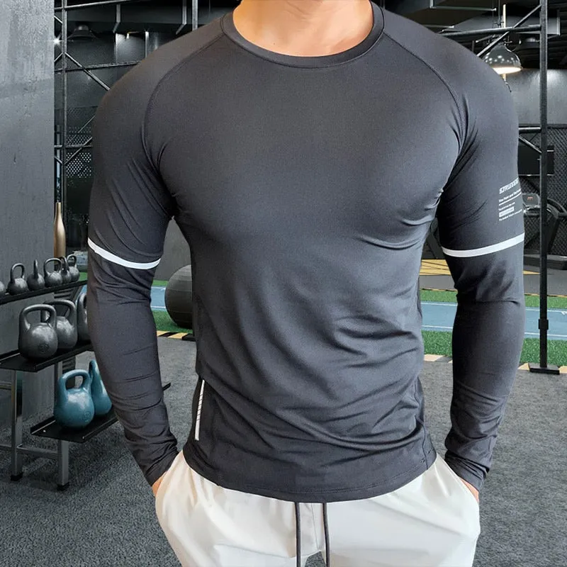 Men Compression T-shirt Gym Fitness Sport Tight Running Sweatshirt Jogging Workout Sportswear Long Sleeve Elastic Tops RashGuard