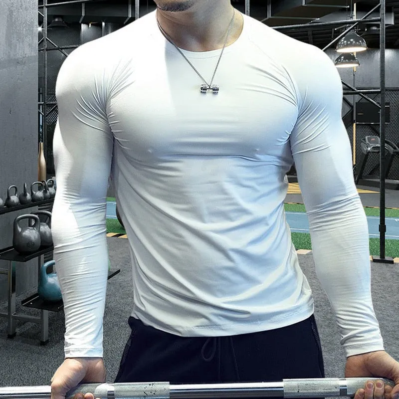 Men Compression T-shirt Gym Fitness Sport Tight Running Sweatshirt Jogging Workout Sportswear Long Sleeve Elastic Tops RashGuard