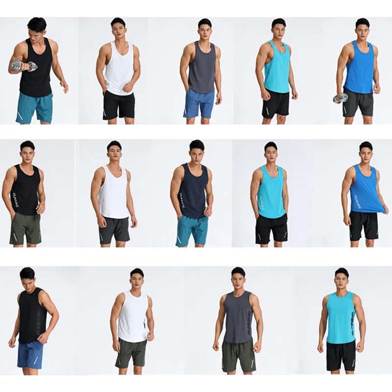 Men Sports Vest Basketball Football Running Tank Gym Fitness Tops Male Training Joggers Sleeveless Shirt Breathable Clothes