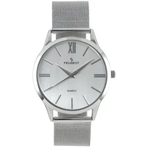 Men's 40mm Silver Dial Slim Case Stainless Steel Mesh Watch