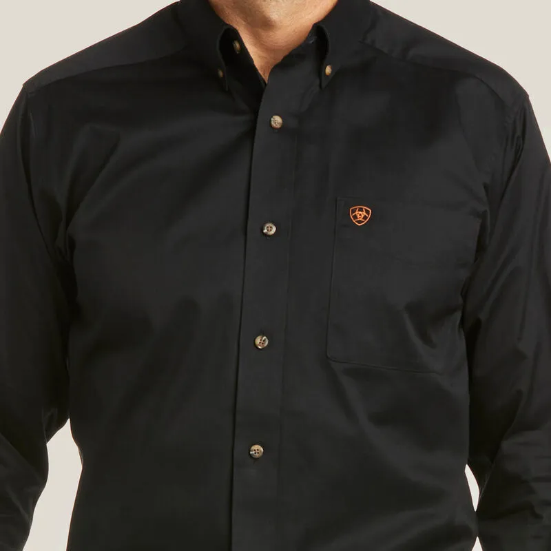 Men's Ariat Solid Black Twill Fitted Shirt - 10034229