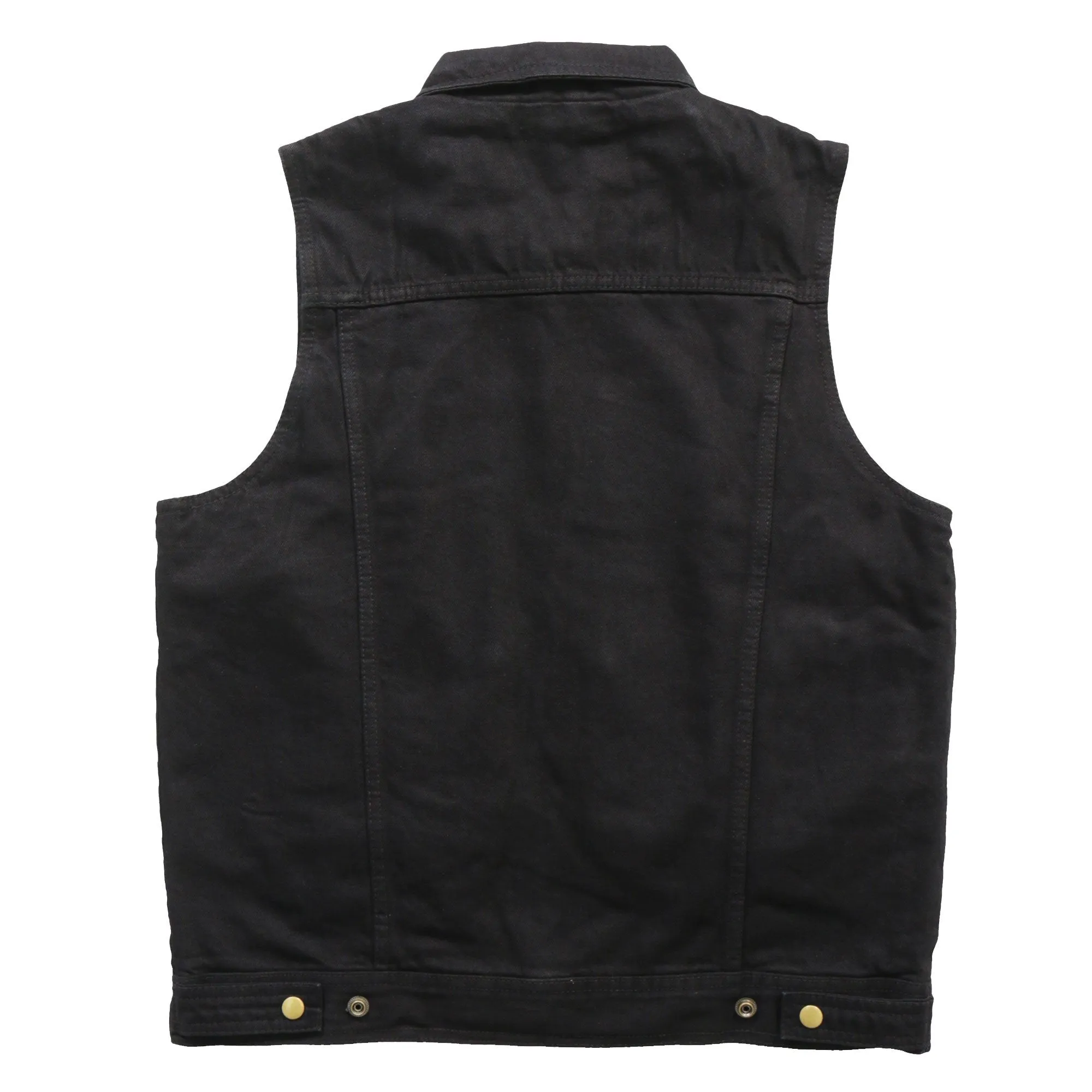 Men's Black Denim and Leather Vest, VSM6101-HL