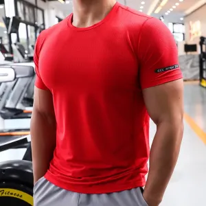 Men's Casual Sportswear Youth Fitness Sports Clothes Gym Running T-Shirt Outdoor Jogging Tops Thin Breathable Elasticity Dry Fit