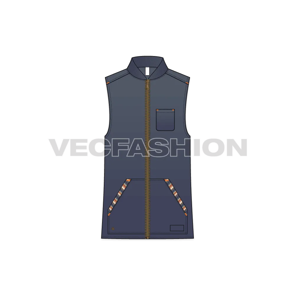 Mens Denim Vest Fashion Flat