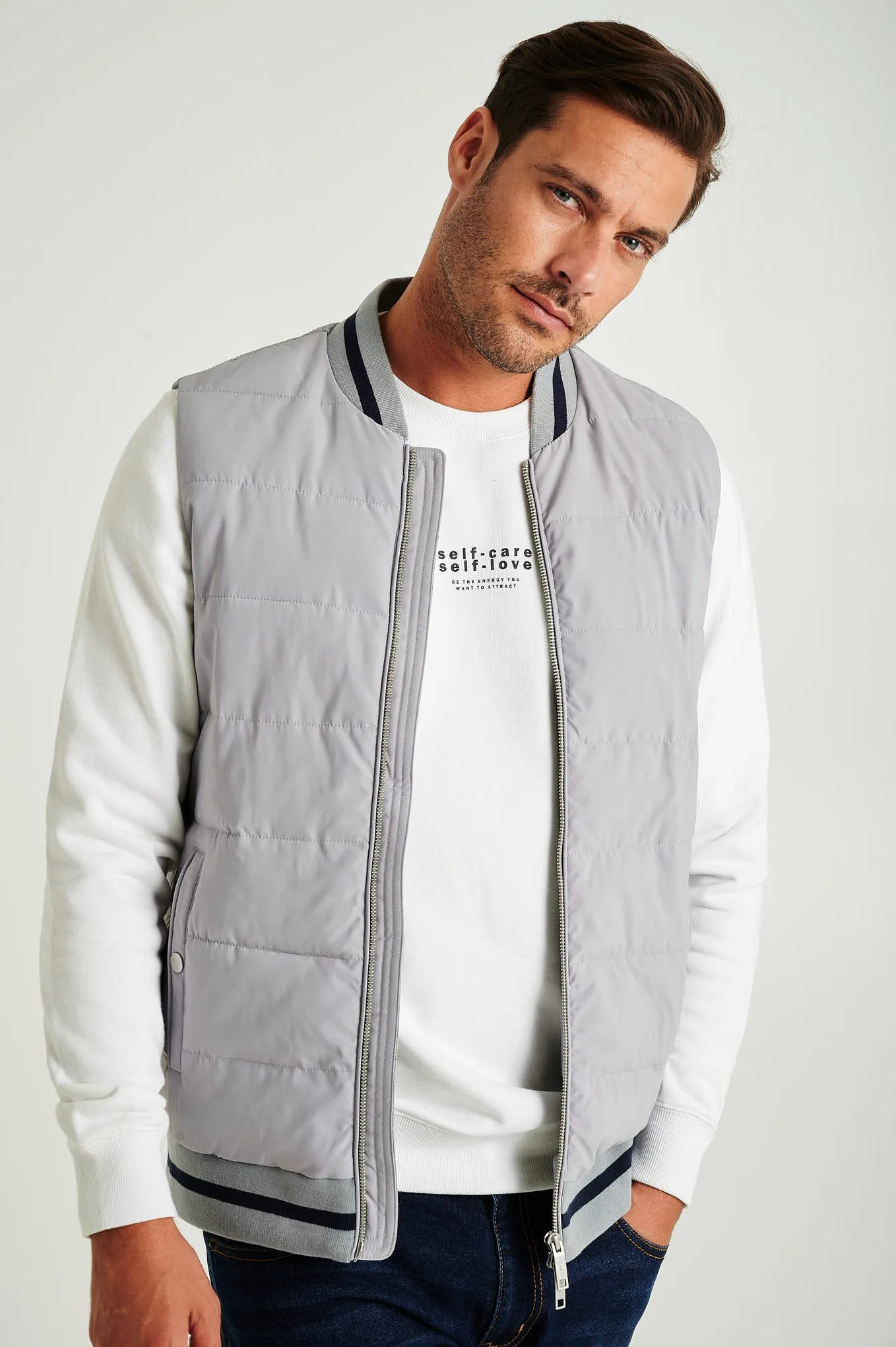 Men's hybrid zip-through vest