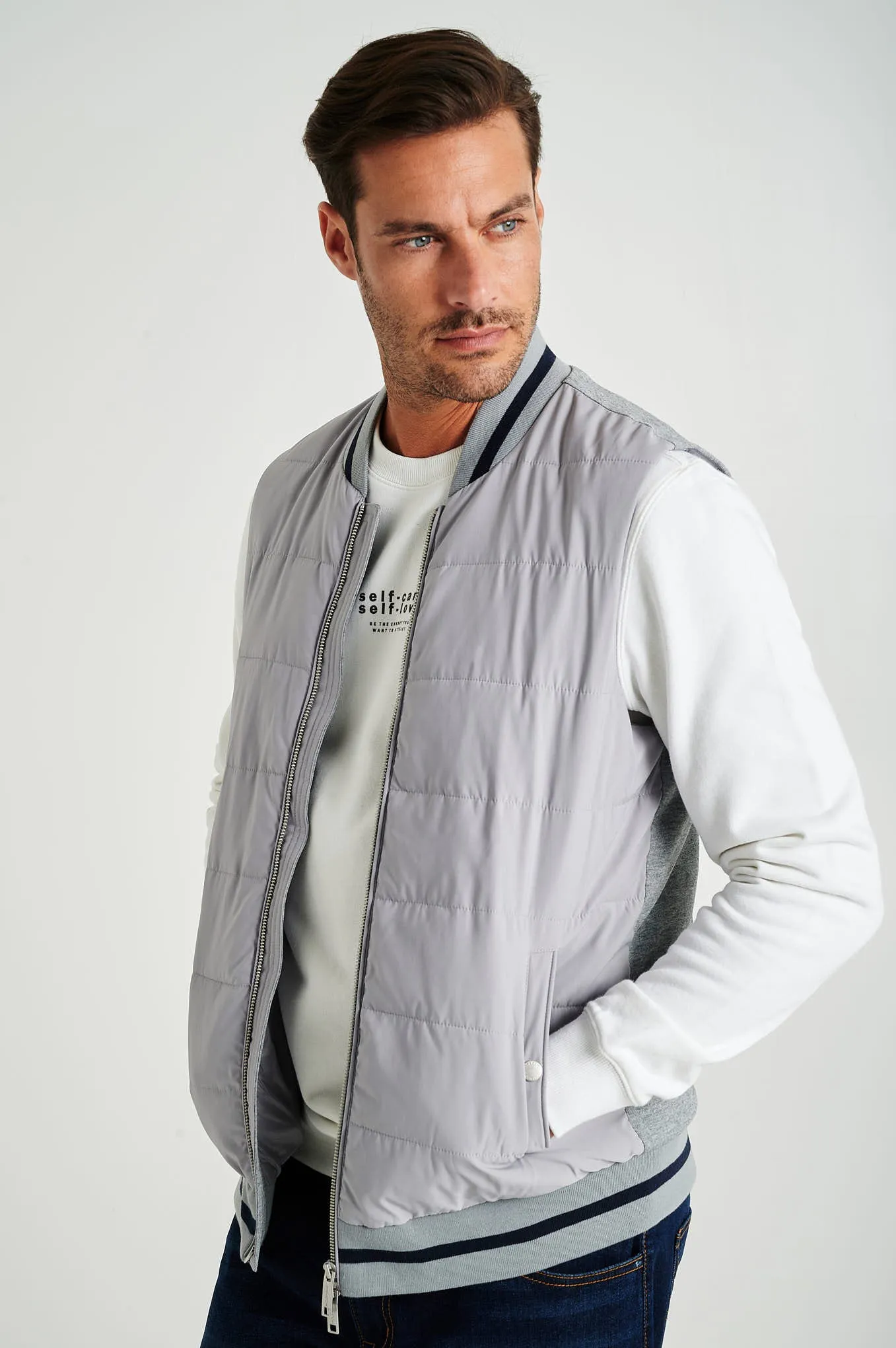 Men's hybrid zip-through vest